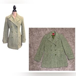 ESPRIT VTG Green Tweed Double Breast Blazer Jacket Wool Blend Career Classic S